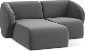 Szary aksamitny narożnik (lewostronny/z szezlongiem) Lani – Makamii