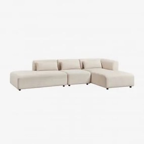 Sofa Modułowy Z Prawym Szezlongiem, 3-częściowy Z Otomanką Fogler Sztruks Beż Lniany - Sklum