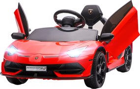 HOMCOM Elektryczny Samochód Dla Dzieci, Licencyjny Lamborghini Aventador, Drzwi Skrzydłowe, Muzyka, Klakson, Dla 3-5 Lat, czerwony