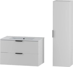 Biały Zestaw do Łazienki 80cm Szafka z Umywalką Słupek Pile