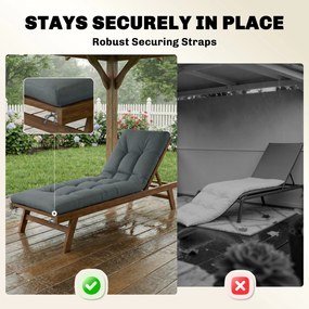 Outsunny Poduszka na Leżak z Paskami Mocującymi, Pikowana 198x65x13 cm, Ciemnoszara | Aosom PL