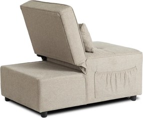 Fotel Wypoczynkowy Rozkładany IBERIS 67 cm Beżowy Tapicerowany Nowoczesny