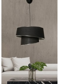 Lampa wisząca w czarno-srebrnym kolorze z tekstylnym kloszem ø 32 cm Barette – Opviq lights