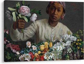 Obraz - Frédéric Bazille, Young Woman with Peonies, reprodukcje (70x50 cm)