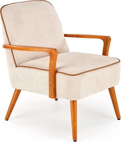 Fotel wypoczynkowy z drewnianymi podłokietnikami Pastore