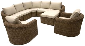 Rattanowy zestaw narożny modułowy BORNEO LUXURY dla 7 osób (brązowy)