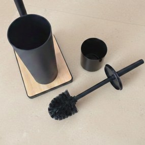 Szczotka do WC z uchwytem na papier toaletowy i bambusową podstawką IVLO, 65 cm