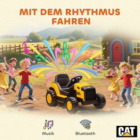 AIYAPLAY Pojazd budowlany dla dzieci, samochód na siedzenie dla dzieci, zdalne sterowanie, manualne sterowanie, funkcja Bluetooth+muzyka, 3-6 Jahre, Kunststoff, Stahl, Gelb