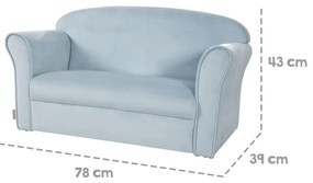 Jasnoniebieska aksamitna sofa dla dzieci 78 cm Lil Sofa – Roba