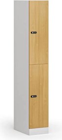 Szafka skrytkowa S1, 2 schowki, 1850 x 300 x 500 mm, demontaż, zamek mechaniczny z kodem, drzwi laminowane, buk