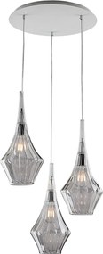 Lampa wisząca Zeus Iron z szarym szkłem Pyrex 3 światła 149 Ø50 BL270-S3-GR