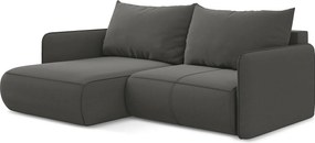 Narożnik lewostronny z funkcją spania - z tkaniny welwetowej - stalowy - NANEA