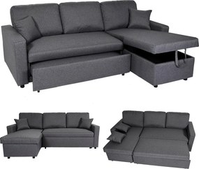 Sofa narożna z funkcją spania MCW-L17, ciemnoszary