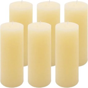 Zestaw świec rustykalnych, 20 cm, Ø 7,5 cm, kremowe, 6 szt.