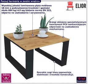 Nowoczesna Kwadratowa Ława Kawowa Dąb Artisan + Czarny N6-B73