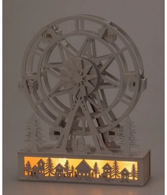 Świąteczne ruchome koło świecące Wioska, cm, 4x LED, drewno