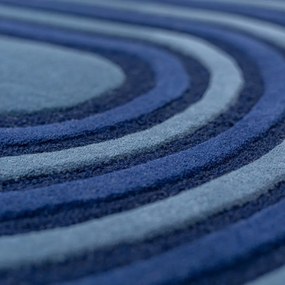 Ciemnoniebieski wełniany dywan tkany ręcznie 200x290 cm Conway Retro – Flair Rugs
