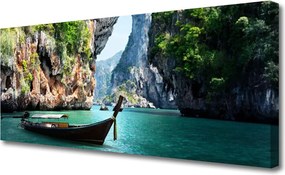 Obraz na płótnie Samotna Łódź nad Jeziorem