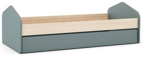 Łóżko dziecięce w dekorze sosny z wysuwanym łóżkiem ze schowkiem ze stelażem 90x200 cm w naturalnym kolorze/szarozielone Estefania – Marckeric