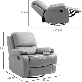 HOMCOM Fotel relaksacyjny obrotowy z funkcją kołysania i odchylania z podnóżkiem szary | Aosom PL