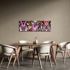 Obraz - Street art - sowa (z zegarem) (90x30 cm)