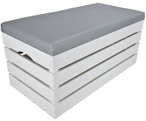 Pufa kufer skrzynia drewniana sosnowa siedzisko 80cm malowana biała