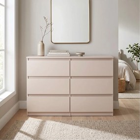 Komoda NUDO 120 cm do Salonu Sypialni 6 Szuflad Kaszmir