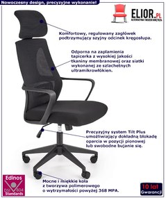 Ergonomiczny czarny fotel biurowy obrotowy - Mercury