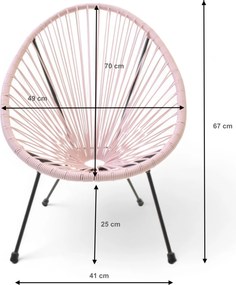 Żyłkowe krzesło ogrodowe dla dzieci Arjana KIDS MAS-EC2 66 cm różowe