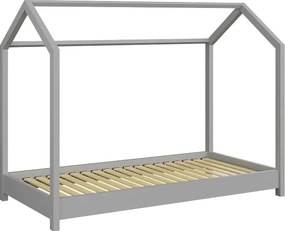Szare łóżko domek z drewna sosnowego 90x200 G7-M49