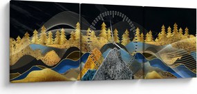 Obraz - Złote Góry (z zegarem) (90x30 cm)