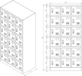 Szafa skrytkowa zamykana na klucz Eco Design Karol 90x40x185 cm, biały/dąb sonoma