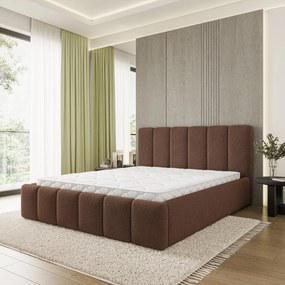Masseno Łóżko Tapicerowane ATTORA z pojemnikiem na pościel 140x200 cm - Brązowy, QUELLE 25