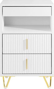 SoBuy Stolik nocny z 3 szufladami i półką, biały, 40x40x63 cm, FBT168-W