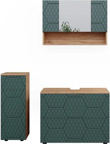 Zestaw mebli łazienkowych zielony/złoty dąb 80x41x58.6 irma