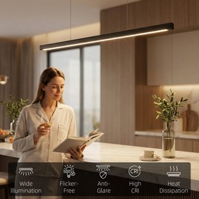 HOMCOM Lampa wisząca z pilotem i funkcją pamięci, ściemnialna, z regulowaną temperaturą barwową | Aosom PL