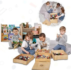 Regał 3w1 Montessori: regał na książki, zabawki i sortownik na klocki Lego