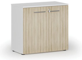 Szafa biurowa z drzwiami PRIMO WHITE, 800 x 420 x 740 mm, biały/dąb naturalny