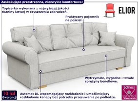 Jasnoszara kanapa z funkcją spania - Blosse 3X