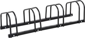 HOMCOM Stojak na 4 rowery Trwały i odporny na warunki atmosferyczne Montaż na ścianie lub podłodze Stal Srebrny 110x33x27cm | Aosom PL