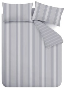 Szara flanelowa pościel jednoosobowa 135x200 cm Ticking Stripe – Bianca