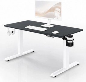 Biurko elektryczne z regulacją wysokości ergonomiczne biało-antracytowe,1200x600 mm: ARIA