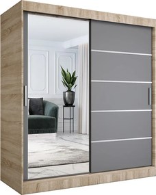 Szafa przesuwna 180 cm dąb sonoma + antracyt E8-B72