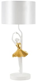 Lampa stołowa w biało-złotym kolorze z tekstylnym kloszem (wysokość 64 cm) Dancer – Mauro Ferretti