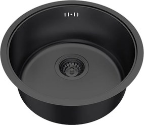 Essenox zlewozmywak 1 komora okrągła ze stali nierdzewnej 42.5cm Czarny - Essebagno