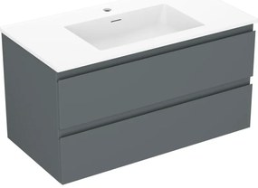 Mexen Orio szafka łazienkowa 90 cm z umywalką Otis, 2 szuflady, grafit mat/biała mat - 91A10-09047-2-BFF66-W18M01