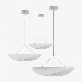 Zestaw 3 Wiszących Lamp Sufitowych Led Z Tkaniny Zelvon Biała - Sklum
