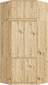 Szafa narożna z nadstawką AKORD S100 Dąb Artisan 100 cm 6 drzwi kolor Dąb Artisan mat 9 półek 100x50x235 cm