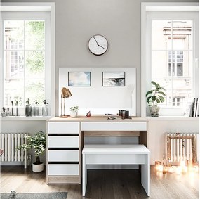 Stół o jamierze biały/sonoma 120x55x75 sherry