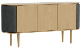 Antracytowa niska komoda w dekorze dębu 150x75 cm Treasures – UMAGE